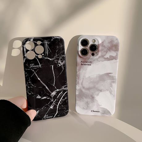 大理石柄 iPhone14pro/14promaxケース 艶あり iPhone13pro/12/11promaxカバー 男女お揃い 頑丈 高品質 ハードケース[M3268]