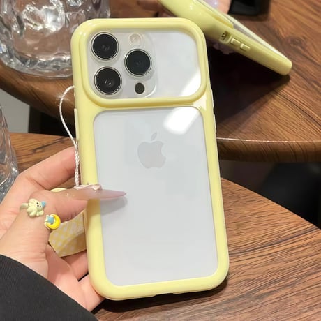 カラーフレームクリアiPhone17Pro/17ケース 写真やステッカーを挟む アイフォン16ProMax/15pro/14カバー シンプル風 [M6499]