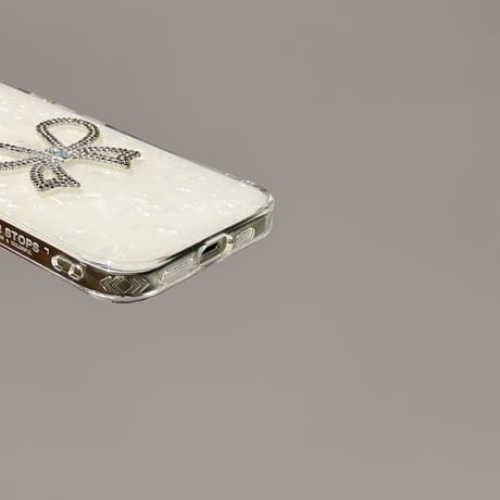 ジュエリーリボン iPhone15/15proケース シェル iPhone14/13pro/12ケース  オシャレキラキラ 女子力アップ[M3871]