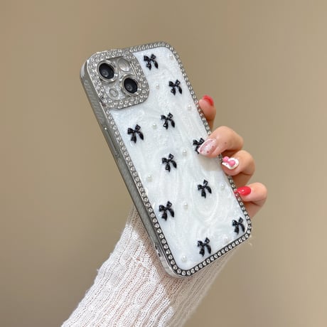 リボン iPhone16pro/16ケース ジュエリーライン iPhone15pro/14/13promaxカバー 大人可愛い ガーリーに大人気[M5514]