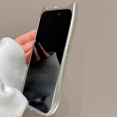 猫の耳 リボン付 iPhone15pro/15ケース メッキ iphone14pro/13promax/12カバー 可愛い 黄ばまない[M4379]