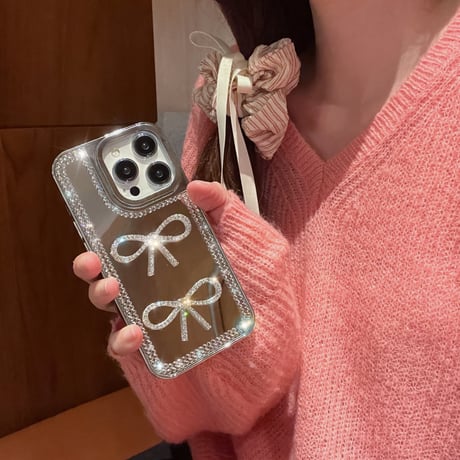 ジュエリー 鏡iPhone16pro/16カバー キラキラ上品 iPhone15pro/14/13proケース トレンドファッション オシャレ [M5109]