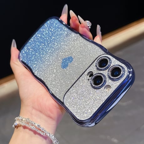 ハート柄 iPhone17/17Proケース キラキラレンズフイルム付 ラメ iPhone17ProMax/Air/16ケース ウェーブデザイン 落下防止[M5822]