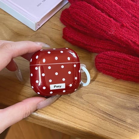 レッド Airpods Pro3ケース 水玉模様 Airpods 4/3カバーケース AirpodsPro2/1 リング付き 女子力高い [M6140]