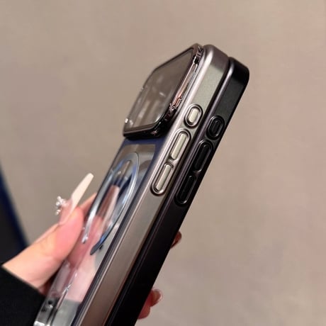 カメラカバースタンド一体 iPhone17Pro/17ProMaxケース MagSafe対応 iPhone17カバー 高透明黄ばまない メタル [M6048]