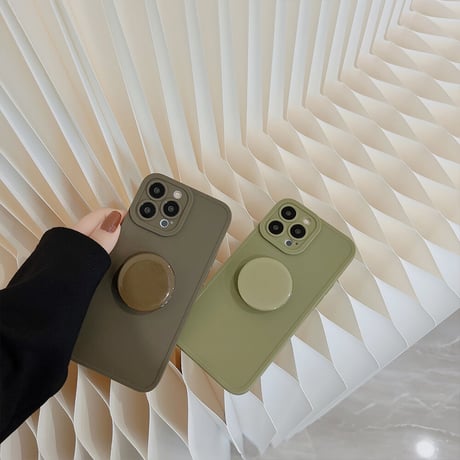 高級感 iPhone14pro/14plusケース スマホグリップ付 アイフォン13/12ミニ/11proカバー シンプル シック 実用 おそろい [M2563]