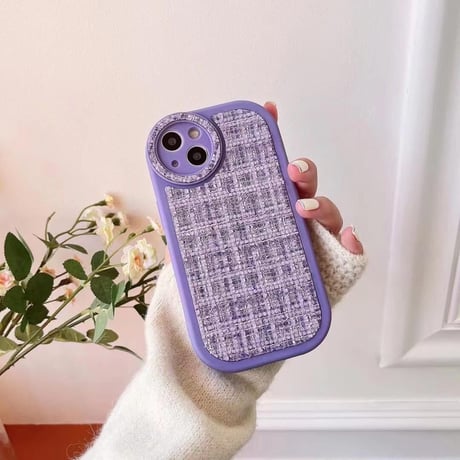 セレブ愛用 iphone14/14proケース  ツイード生地 iphone13/12/11カバー シンプル風  高級感 耐久性[M2368]
