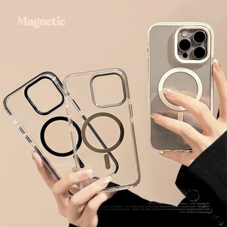 Magsafe対応 クリアiPhone15promax/15proケース 黄ばまない iPhone14promax/13/12/11カバー シンプル風 丈夫 [M4490]