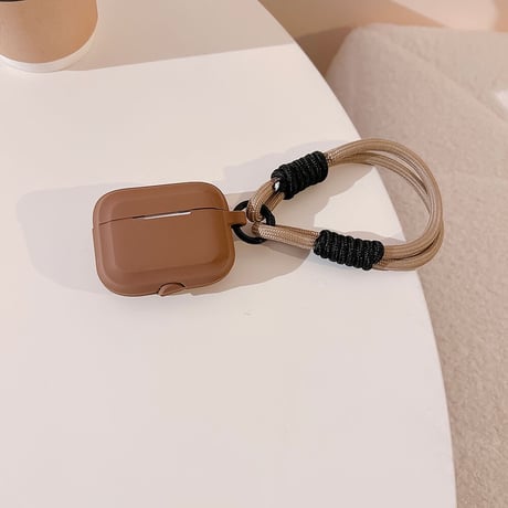 【Airpods 4】ストラップ付 AirpodsPro2ケース  シンプル風  airpods3カバー かわいい お揃い 全面保護 シリコン [M3579]