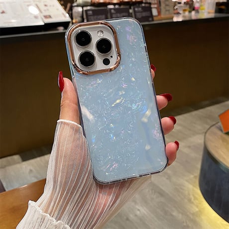 シェル風 iPhone15/15proケース 貝殻紋 アイフォン14/13proカバー宝石のように輝く おしゃれ頑丈  [M3479]