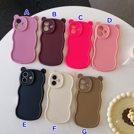 耳付 シリコン iPhone16pro/16plusケース うねうね iPhone15pro/14/13proカバー シンプル 可愛い [M4972]