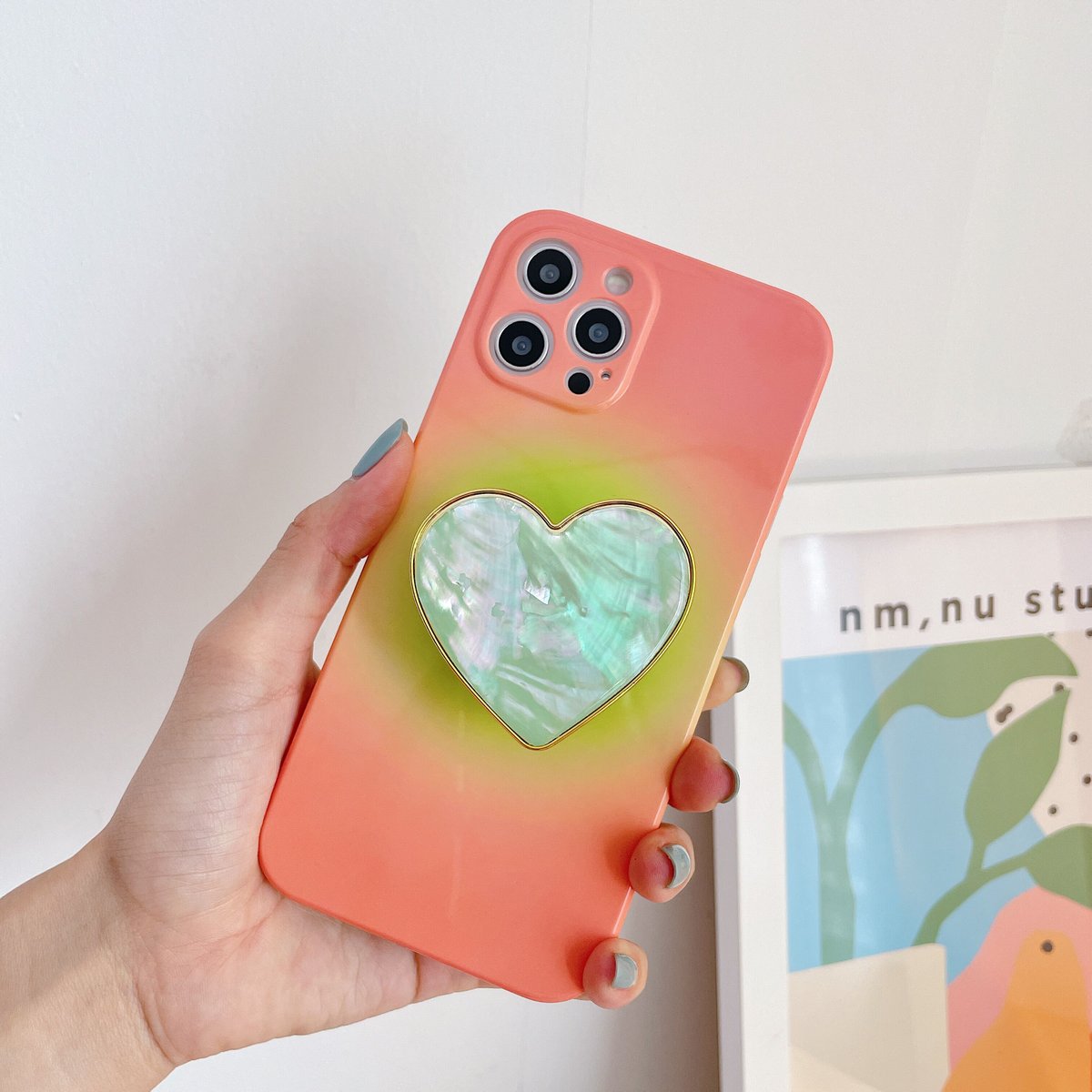 キラキラ天然シェル♡ハートポップソケット ホワイト✨パール