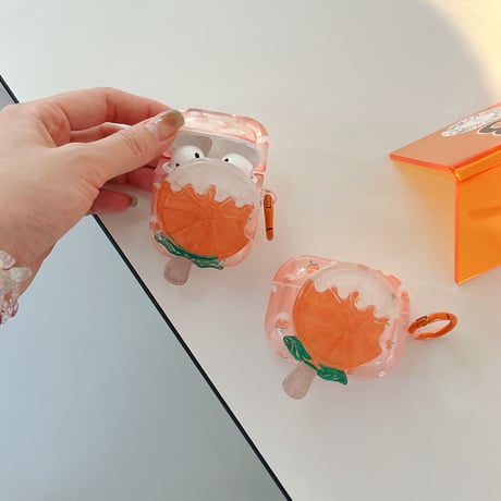 イチゴ/オレンジ AirPodsPro2ケース  可愛い airpods3/2カバー 美味しそう リング付き ギフトにおすすめ[M3277]
