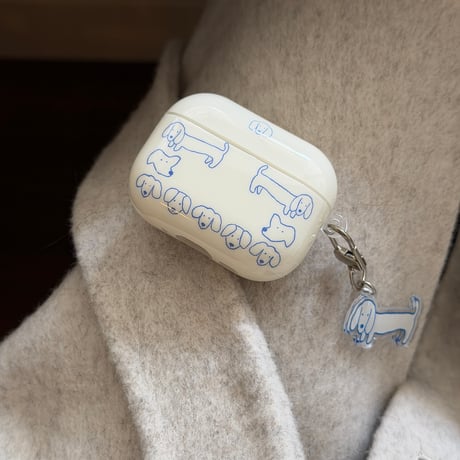 ワンちゃん Airpods Pro3ケース 犬キーホルダー Airpods4/3カバー pro2/pro1 ベージュ 頑丈 大人可愛い[M6111]