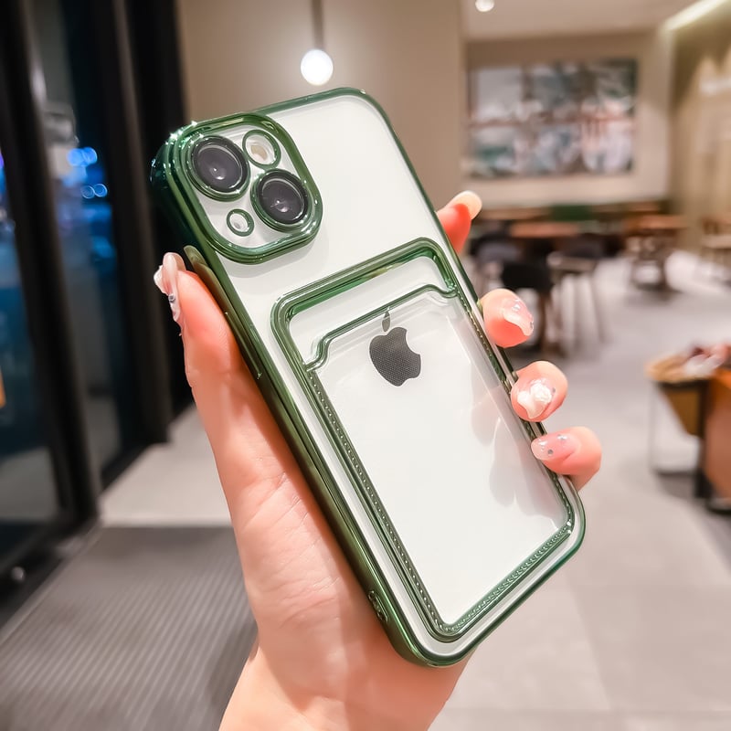 メッキ カード収納 iphone14pro/13ケース カメラレンズ保護フィルム付