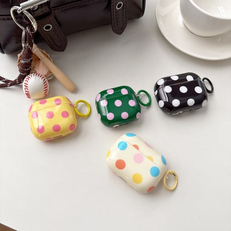 韓国っぽい AirpodsPro3ケース 水玉模様 Airpods3/pro2カバー 可愛い リング付 ガールズに人気[M5824]