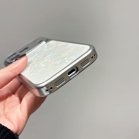 シェル柄 iPhone17pro/17ケース メッキ iPhone16promax/15/14カバー シンプル 光沢感[M6219]