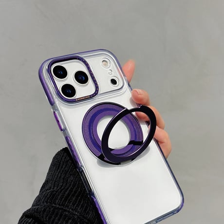 耐衝撃滑り止め加工 iPhone17Pro/17promaxケース MagSafeリングスタンド iPhone17/16Pro/15ケース 高品質黄ばまない 耐久性 [M5970]