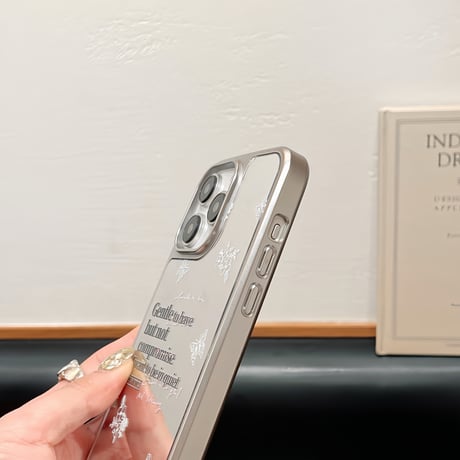 ミラー iPhone15/15proケース きれいストラップ付 iPhone14/13pro/12proケース かわいい 女子力UP [M4406]