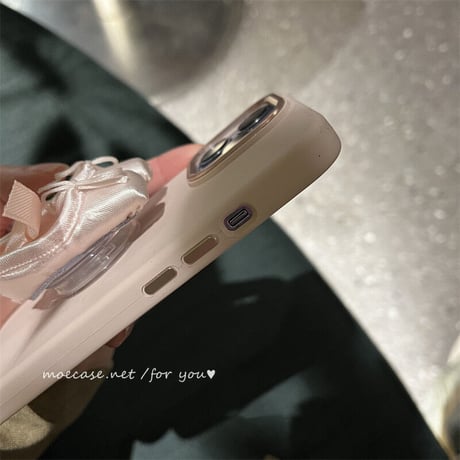 バレエシューズグリップ アイフォン14/13proケース ピンク iPhone12pro/11カバー  高品質 黄ばまない 韓国セレブ愛用[M2833]