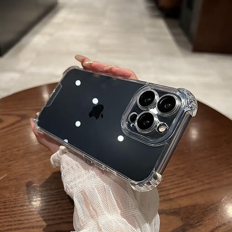 耐衝撃加工高透明 iphone14/13proケース  カメラレンズ全面保護  iphone11proカバー  金属製ボタン 高品質シンプルクリアケース[M1951]