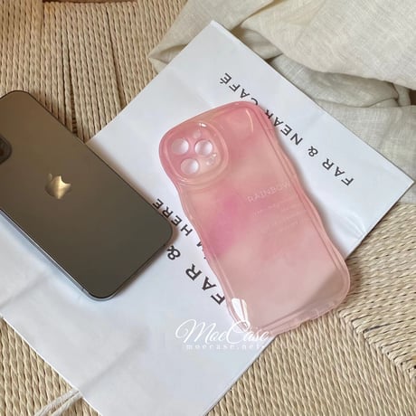 ぼかしピンクカラー iphone14/13proケース グラデーション  iPhone12/11カバー 可愛い 落下防止枠 高級感高品質[M2949]
