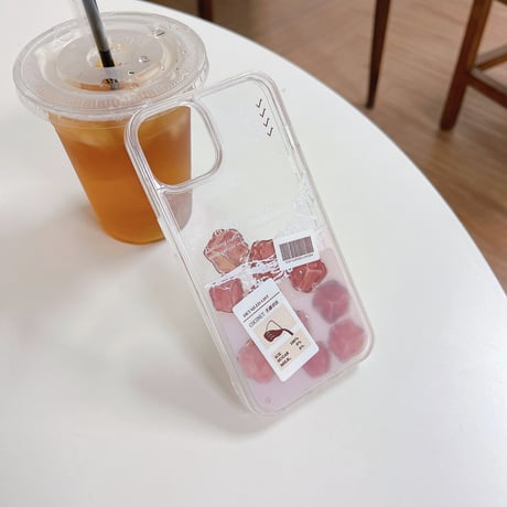 動く液体アイスコーヒー iPhone16/15pro/13/14ケース  氷入り ラッテ  アイフォン12/11proクリアカバー 面白い ストレス解消 頑丈 [M2958]