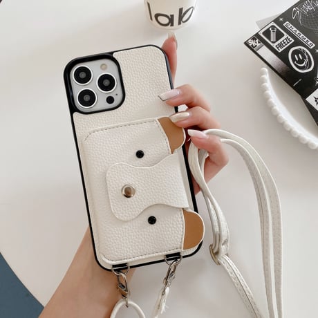 クマちゃんカード入れ iPhone15/14proケース 革製 アイフォン13/12mini/11カバー 肩掛けストラップ 高品質シック 11色[M3417]