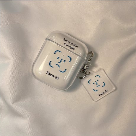 Face ID Airpods 4ケース チャーム付 AirpodsPro2/Pro1 Airpods3/2カバー クリア 大人可愛い ギフトにおすすめ [M4735]