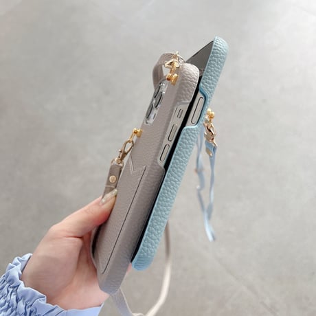 ICカード入れ iPhone14/14proケース 革製 ショルダーストラップ アイフォン13/12/SE3カバー シンプル風 可愛い 実用 [M2256]