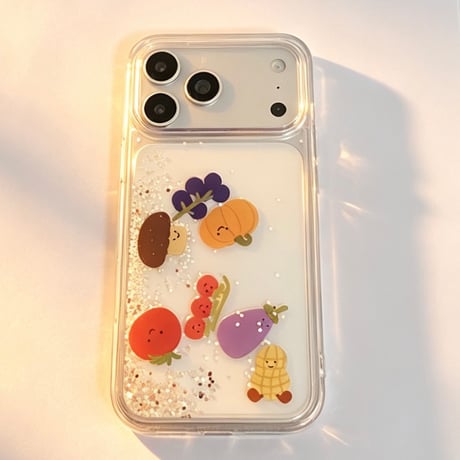 動く野菜 iPhone17Pro/17eケース 液体いり iPhone16Promax/15Proカバー 面白い 頑丈 ギフトにおすすめ [M6388]