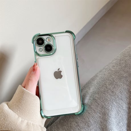 耐衝撃メッキ iPhone14/14proケース クリアアイフォン13/12/11カバー 黄ばまない シンプル風 使いやすい 男女向け[M2862]
