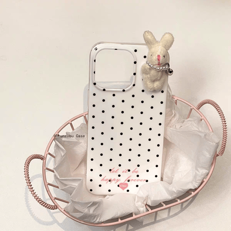 ウサギぬいぐるみ iPhone17Air/16Proケース 水色模様 iPhone15Pro/14カバー 大人かわいい ギフトにおすすめ[M5543]