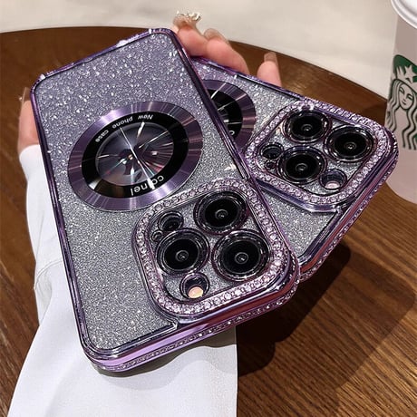 iPhone15/15proケース MagSafe対応 ジュエリー14/13カバー キラキラシート付き おしゃれ [M3478]