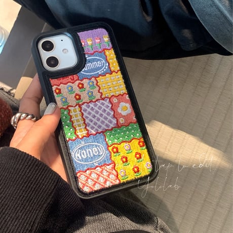 刺繡 ガーデン iphone14plus/14proケース 草花柄 iphone13/12/11カバー   手つくり 韓国風 大人可愛い[M2236]