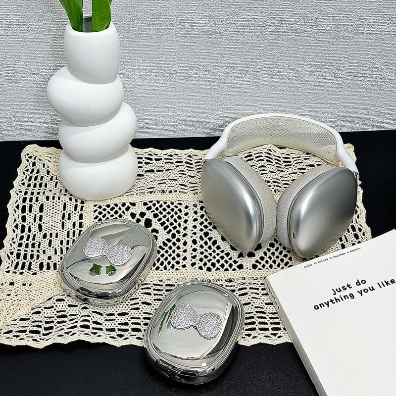AirPods Max アクセサリー　プレゼント　おしゃれ　シルバー オリジナルのAirpodsmaxケースカバー,ヘッドフォンに適した保護