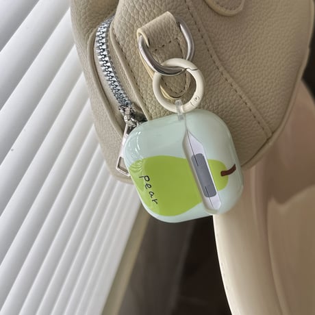 梨柄 Airpods4ケース Pear 韓国風 Airpods3/Pro2ケース airpodspro2カバー  キーチェーン付 ギフトにおすすめ[M5358]