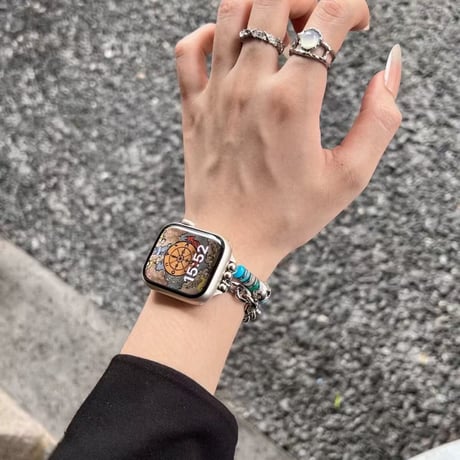 オシャレ Applewatchバンド Series10/9/8/7/6 タロットカード  宝石ビーズ  アップルウォッチチェーン Ultra2/1/SE2 きれい ガールズファッション[M5672]