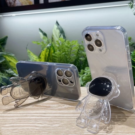 宇宙飛行士 透明スマホグリップ   可愛い卓上スタンド スマホリング  落下防止    便利多機能 クリア艶あり 使いやすい[M2122]