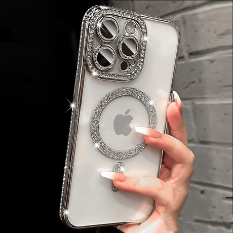 【iPhone16】MagSafe対応ジュエリー iphone15/14proケース  キラキラ レンズフィルム付アイフォン13/12/11カバー  綺麗 高品質 ガールズに超人気 [M3321]