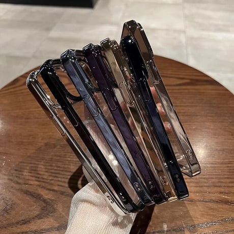 ナチュラル/ブルーチタニウム iPhone15Pro/15ProMaxケース  黄ばまない メッキ高品質 軽量 頑丈 耐久性 iPhone14/13proハードケース[M3544]