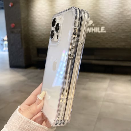 高透明感 iPhone14/13proケース 四角耐衝撃加工クリア iPhone12promax/11カバー シンプル  使いやすい 男女兼用[M3362]