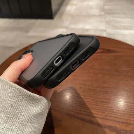 指紋防止 iphone14/15promaxケース  半透明アイフォン12pro/12カバー ブラック系 肌にやさしい 頑丈耐衝撃 [M3280]
