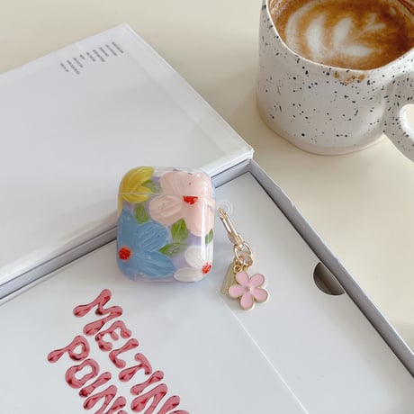 オシャレ Airpods 4ケース 花柄 Airpods3/Pro2ケース airpodsproカバー キーホルダー付 頑丈[M5106]