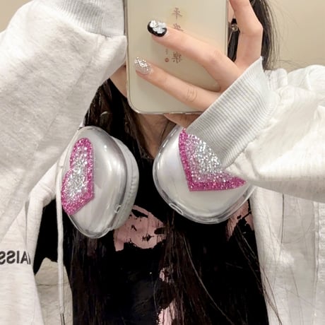 ジュエリーハート AirPodsMax専用カバー ピンク エアーポッズ マックス専用ケース かわいい 高級感 女子力アップ[M4220]