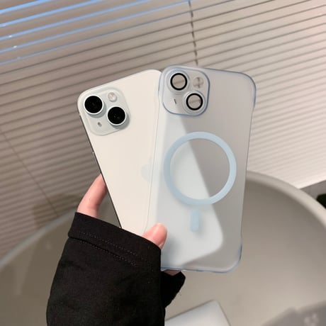 指紋防止 MagSafe対応 iPhone15/15plusケース  フチなし 淡色 iPhone14/13/12proカバー 高品質 耐久性丈夫 [M3929]