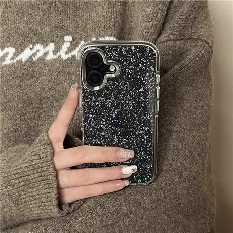 キラキラグリッター iphone16/16proカバー  頑丈 iphone15pro/14/13ケース シンプル風 シック 保護力強い [M4961]