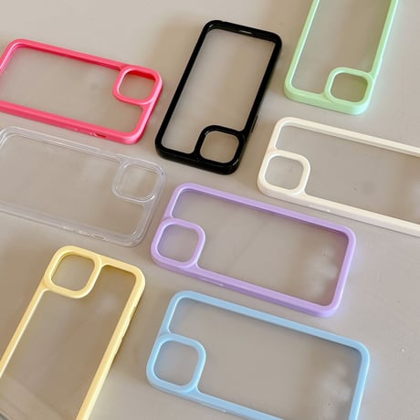 頑丈黄ばまないiphone14/13proケース 透明 アクリル素材 アイフォン12/11カバー  カラー枠 お揃い 男女向け 持ち運びやすい[M2942]