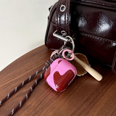 ハートカラーブロッキング AirpodsPro3ケース 韓国っぽい Airpods3/pro2カバー 可愛い リング付  [M5964]