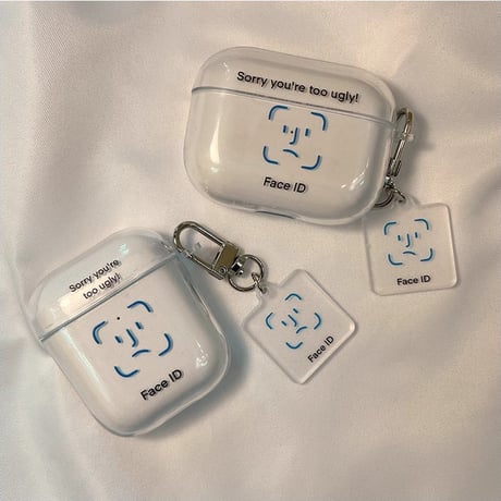 Face ID Airpods 4ケース チャーム付 AirpodsPro2/Pro1 Airpods3/2カバー クリア 大人可愛い ギフトにおすすめ [M4735]